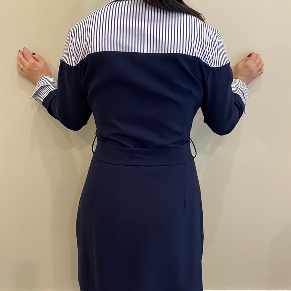 Strip & Navy Over shirt long sleeve Dress - Picture 5 of 6